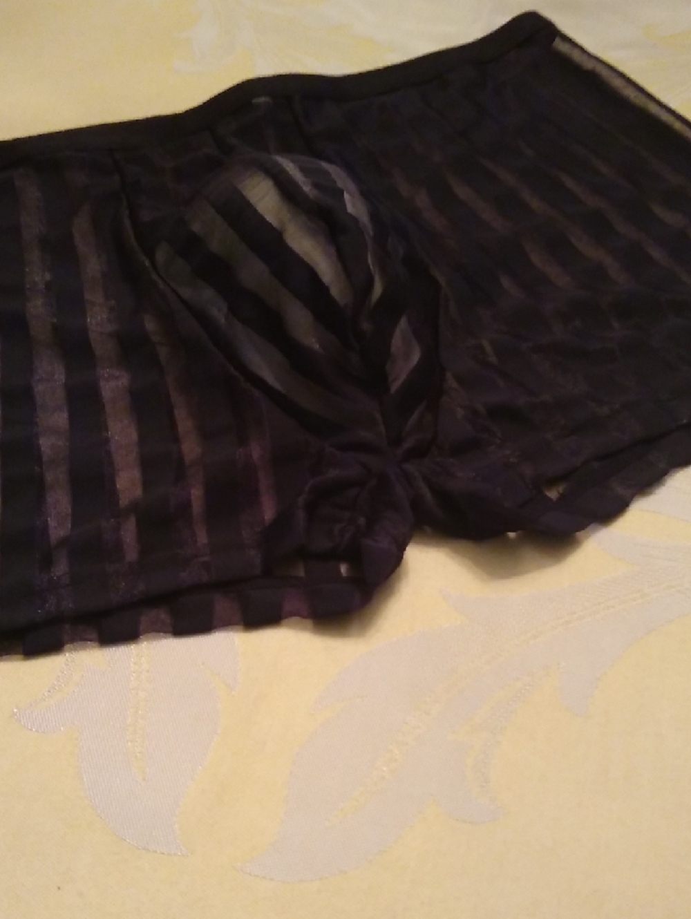 Men's Sheer Stripe Boxer Briefs - Black - Picture 2 of 9